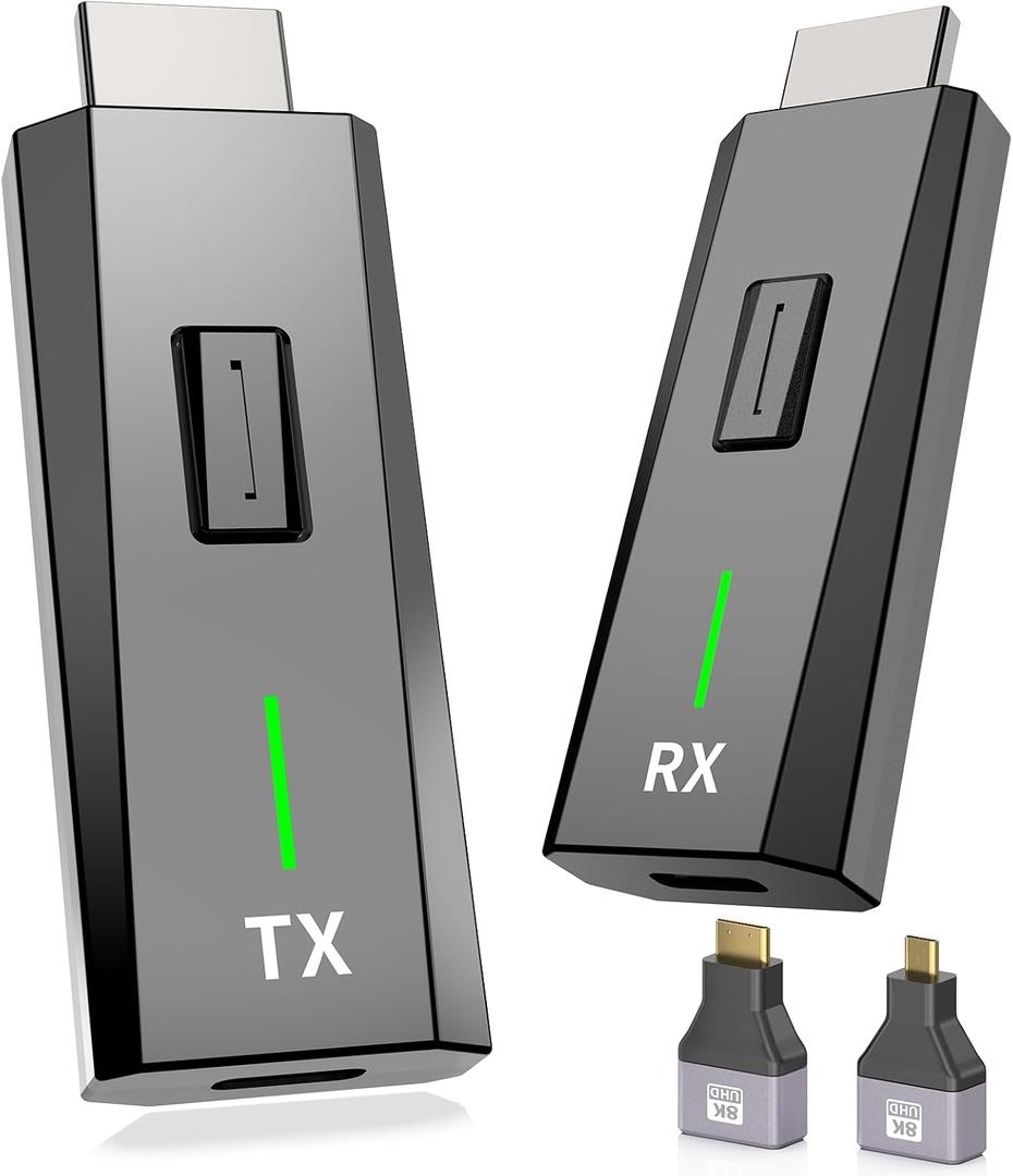 2026 Upgraded Wireless HDMI Transmitter and Receiver 328FT/100M, 4k Decode 1080P Output, Plug & Play Portable 2.4g/5g, Wireless Hdmi Extender Kit to Monitor from Laptop/PC/Projector/TV Box, Black