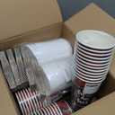 Disposable Coffee Cups with Lids for 48 Guests 16 oz, Christmas Buffalo Plaid Hot Cups for Coffee/Tea/Water/Juice, Xmas Premium Party Tableware Sets for Holiday, Winter, School, Family