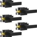 Passage Door Lever, 5 Pack Matte Black Interior Door Handles for Hallway and Closet, Heavy Duty Square Interior Keyless Door Handles Non-Locking Door Knobs for Right & Left Side Door