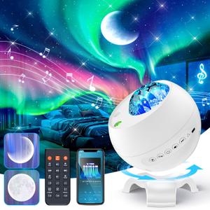 Northern Lights Projector, 90 Lighting Modes Galaxy Projector for Bedroom,15 White Noise&Bluetooth Moon Star Projector Galaxy Light Projector, Remote+Timer Star Light Galaxy Projector for Bedroom,Gifts