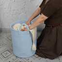 XUANGUO Cotton Rope Laundry Basket Hamper for Clothes Woven Storage Basket for Living Room Bedroom Boho Tall Rope Baskets for Blanket Toys Pillow Towels Baby Nursery Hamper Bin light blue