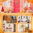 Thanksgiving Fall Door Hanger Basket Wreath Orange Sunflower Wreath, Artificial Autumn Sunflower Wreaths with Flower Mixed Leaves for Front Door Indoor Outdoor Decor Farmhouse Harvest Orange Wreaths