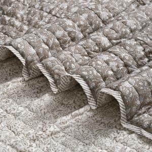 Ridhi Block Print Quilted Throw Blanket 100% Cotton Quilt, Cover for Couch and Bed, Sage Lap Bedding Coverlet, Luxury Oversized Quilted Throw (Queen 90" x 96", Taupe)