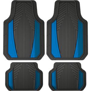 Custom Accessories 4-Piece Anodized Sport Floor Mats, All-Weather Mats for Cars, Trucks, SUVs  Black/Blue