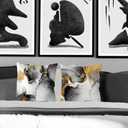 KEUSPI Black and Gold Pillow Covers 24x24 Abstract Black and Grey Gold Throw Pillow Cover Set of 2, Abstract Pillow Covers for Bedroom Home Decor Housewarming Gifts