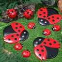 Hollowfly 10 Pcs Ladybugs Stones Decor for Outside Metal Ladybugs Art Lawn Ornaments 3 Size Lively Ladybug Holiday Yard Decorations Ladybug Gifts Mom Gifts Lady Bugs Yard Decorations