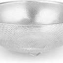 Colander Stainless Steel 3-Quart, Metal Strainer with Base, Strainer for Kitchen Food, Dishwasher Safe (Silver)
