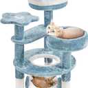 Yaheetech 45.5in Ocean-Themed Cat Tree Multi-Level Cat Tower, Plush Furniture with Shark's Mouth-Shaped Nest, Sea Star-Shaped Perch, Jellyfish-Style Hammock for Indoor Kitty