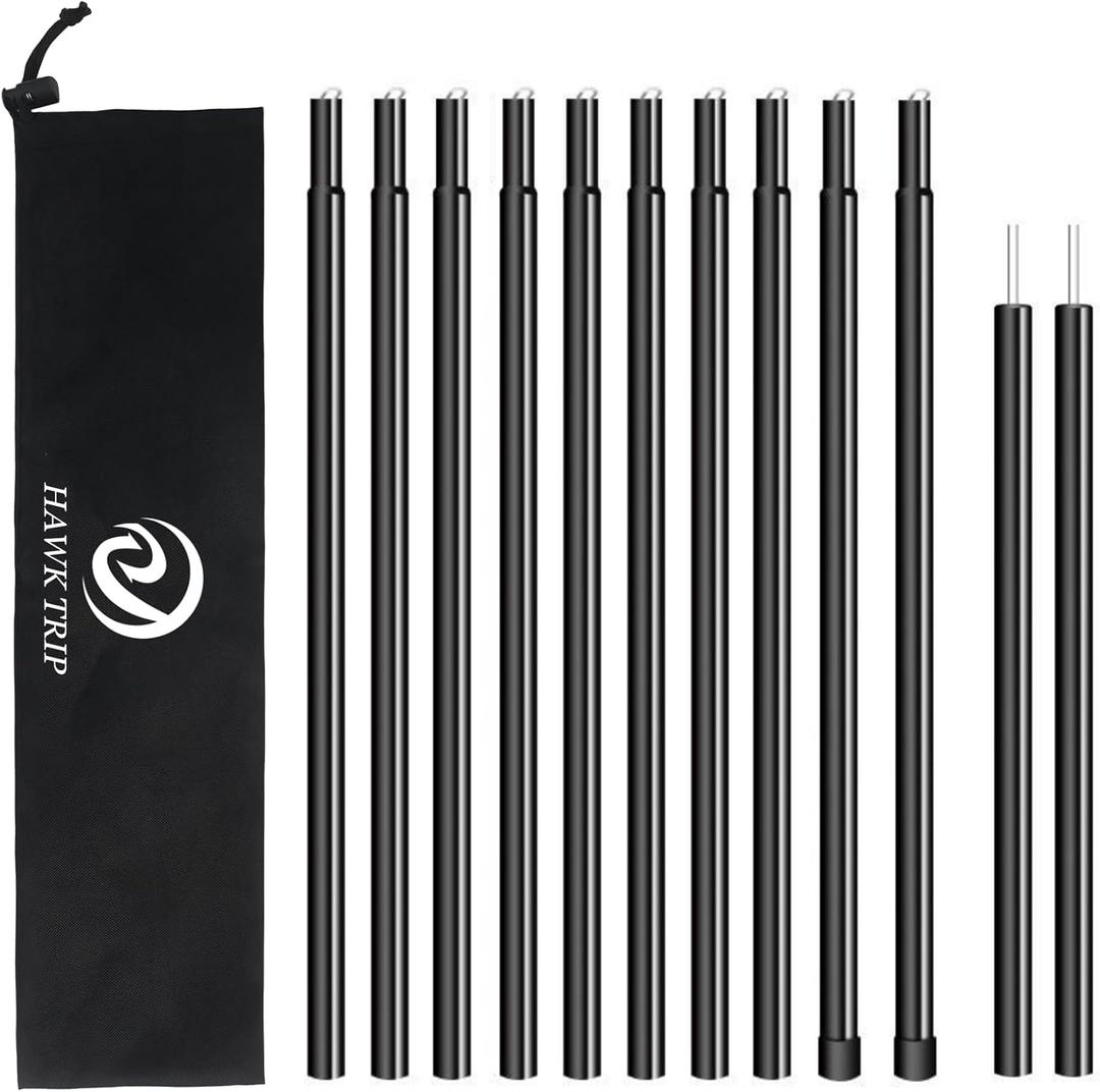 Camping Tarp Poles Tent Poles Adjustable for Tarp Canopy Awning Beach Shade (Dia 0.6"/Length 80.7")