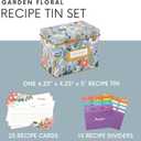Jot & Mark Recipe Card Gift Box, Mother's Day 25 4x6 inch Cards Gifts, 14 Dividers, Decorative Tin Box - Recipe Tin