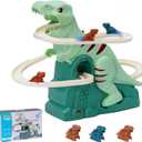 Dinosaur Chasing Race Track Game Set Slide Climb Stairs Toy Roller Coaster Toy with Music Educational Puzzle Playsets Gift for Toddler Kids Boys Girls Age 3 4 5 6 7 8
