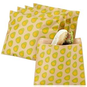 Outus 100 Pcs Paper Sandwich Bags Sealable Lunch Storage Bags Snack Burger Wrappers for Candies, Cookies, Goodies, Chocolates, Desserts(Avocado Patterns)