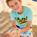 Boys Short Sleeve Rash Guard Swimsuit Set with Swim Trunks for 4-12 Years | Boys Bathing Suits for Swimming, Surfing, Rafting, Kayaking, Diving, Fishing, Waterski, Swim Team, Swim Meets, Lounging, 4-5Y