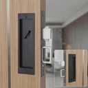 LWZH Privacy Pocket Door Lock Hardware, Hidden Handles, Privacy Pocket Door Lock with Push Automatic Bounce Switch (Black, Lock with Key)