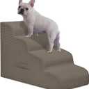 Mesa Lemon Dog Steps for Small Dogs, 4-Step Pet Ramp Stairs for High Beds and Sofa, Non-Slip Pet Stairs for Small Dogs and Cats, Removable and Easy to Clean Cover, Light Brown