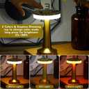 Riakrum 2 Pcs LED Portable Cordless Table Lamp with Touch Sensor 3 Color Stepless Dimming Rechargeable Battery up to 15 Hours Cordless Table Light Wireless Lamp for Nursery (Gold,Modern)