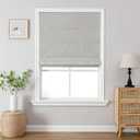 Joydeco Cordless Roman Shades, Linen Fabric Window Blinds, Thermal Insulated Blackout Blinds, Room Darkening Shades for Indoor Windows, Easy to Install, 39" W×75" H, Greyish White