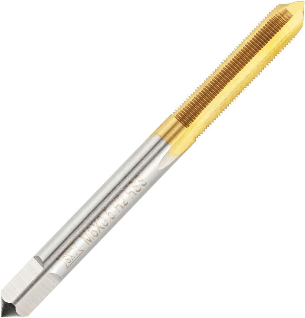 Metric M6 X 0.5 HSS Ti-Coated Straight Flute Thread Tap, M6 X 0.5mm Titanium Coated Thread Machine Tap Right Hand