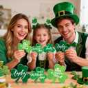 2 x St Patricks Day Wooden Shamrock Decoration, 4-Piece Set of St. Patrick's Day Tabletop or Tray Multi-Layer tiered tray decor Tray Decoration, shamrock decorations, Office Decor (Green03)