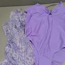 KANGKANG Girls Swimsuit, Girl Swimsuits Size 14-16 Light Purple One Piece Teen Girls Bathing Suits with Tropical Palm Print Cover Up Swimwear Set 15-16Y