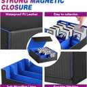 Card Storage Box For Trading Cards1800+, PU Leather Magnetic Closure Storage Box with 10PCS Divider, Card Deck Box Fit MTG, and Sport Cards (Black Purple) (Black Blue)