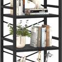 Yoobure 4 Tier Bookshelf - Small Book Shelf Industrial Bookcase, Narrow Book Case Book Storage Organizer for CD/Movie/Book, Bookshelves for Bedroom Office Living Room Black