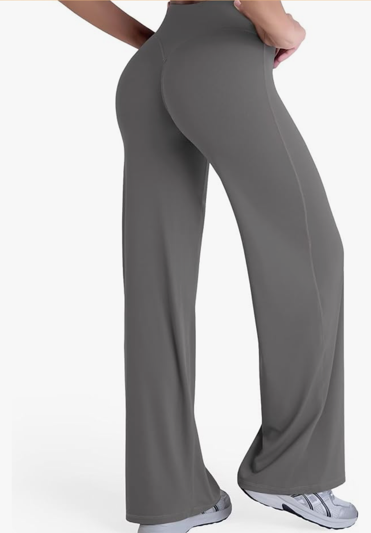 Sunzel Women's Butt Lifting Wide Leg Yoga Pants High Waist Tummy Control No Front Seam Straight Leg Workout Gym Bottoms