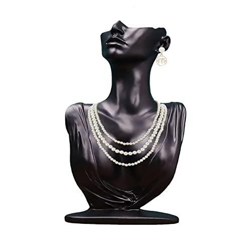 Papinimo Black Resin Jewelry Mannequin Bust Necklace Display Earring Pendant Chain Display Stand Model Holder for Shows Selling Home Decor
