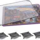 Kidoodler Jigsaw Puzzle Board with Cover & Sorting Trays | 33x22 Portable Puzzle Mat for 1000 pcs with 4 Foldable Sorting Trays | 4mm Reinforced Hardboard | Non-Slip Surface | Purple