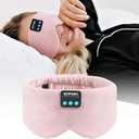 Sleep Mask Bluetooth Headphones Soft Wireless Headband Eye Mask Blackout with Microphone (Pink)