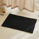 Black Bathroom Rug, Waffle Bath Mat Non Slip Washable Super Absorbent Quick Dry Boho Farmhouse Bathroom Decor, 30"x20" Black (1'8" x 2'6" (Rectangular))