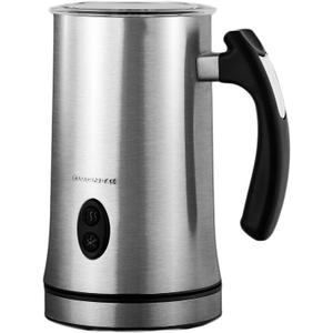 Ovente Electric Double Wall Insulated Milk Frother with 5 Ounce Frothing and 10 Ounce Heating Capacity, Hot or Cold Froth Function, For Hot Latte, Cappuccino, and More, Silver (FR4810BR)