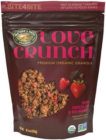 Pack of 6, Love Crunch Organic Dark Chocolate & Red Berries Granola, 11.5 oz (Pack of 1), Non-GMO, Fair Trade, by Nature's Path, best before Date 07/16/2026