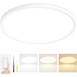 24 Inch LED Flush Mount Ceiling Light Fixture, 48W 4800LM, Dimmable & CCT 3000K/4500K/6000K, Ultra-Thin Modern Low Profile, White Round Flat Ceiling Light for Living Room, Bedroom, Kitchen