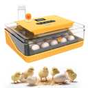 25 Eggs Incubator, Incubators for Hatching Eggs, with Automatic Egg Turner and Temperature & Humidity Control, Egg Candler, for Hatching Quail, Chicken, Duck, Goose Eggs (Yellow)