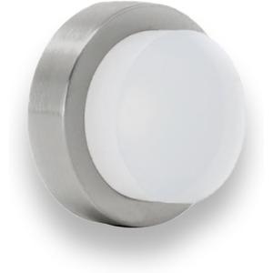 EVI Herrajes | Door Stop | 0.94" x 0.55" | Adhesive or Screw Installation | Matte Finish (Stainless Steel) | White Natural Silicone Rubber | Mod. I-205/24B