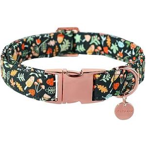 UP URARA PUP Daisy Fall Cotton Dog Collar with Metal Buckle Gift Autumn Collar for Small  Dogs Cute Durable Comfortable Pet Collars,Set of 4