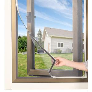 DIY Magnetic Window Screen Adjustable Mesh Screens Net Fits up to 57"x 35" White Frames with Fiberglass Mesh