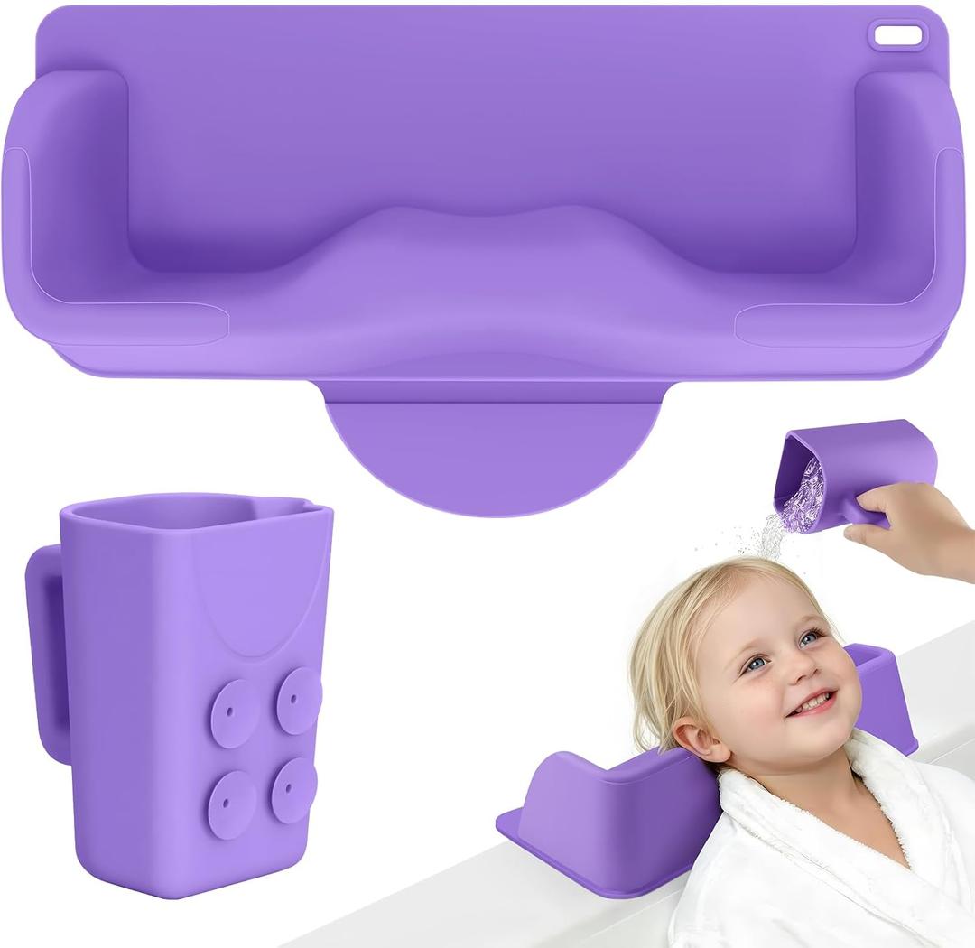Portable Hair Washing Station Set, Hair Washing Station for Kids, Silicone Portable Shampoo Bowl, Used by Teenagers and the Elderly, Basin for Use on Bathtub or Sink, Includes a Shower Rinse Cup