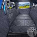 Truck Hard Bottom Car Seat Cover for Dogs | Mesh Window & 2 Safety Belts | 100% Waterproof Sturdy Back Seat Extender with Door Protectors |Non-Slip,Scratchproof Pet Car Rear Seat Protector Fit Pickup