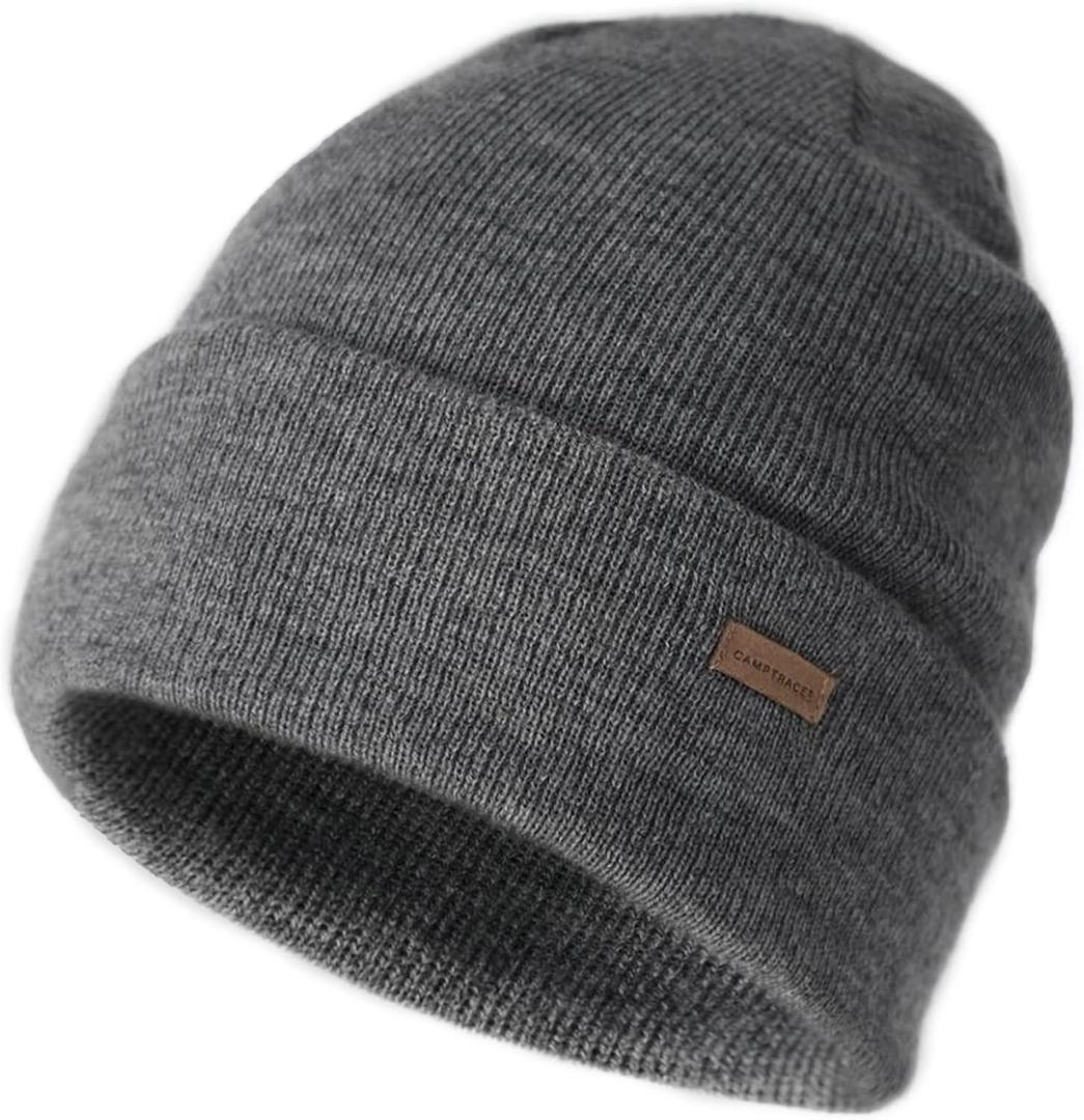 2 x Camptrace Beanie Hats for Men Unisex Knit Cuffed Beanie Womens Winter Hats Warm Ski Hat Cozy Skull Cap