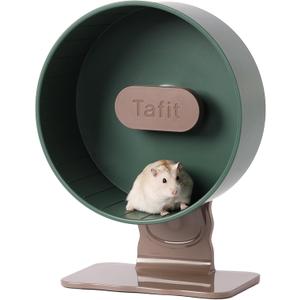 Silent Hamster Wheel 8.7 Inch Dual-Bearings Small Animals Quiet Running Exercise Wheels, Height Adjustable for Dwarf Hamsters, Gerbils, Mice, Hedgehog, or Other Small Pets, Avocado Green