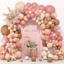 Amandir Boho Daisy Balloons Garland Arch Kit, Retro Dusty Rose Pink Blush Brown Nude Flower Balloons for Boho Daisy Flower Theme Birthday Baby Shower Wedding Party Decorations Supplies
