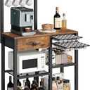 Bakers Rack with Storage, 5-Tier Coffee Bar Station with Drawer, Kitchen Coffee Stand with Pod Drawer Holder, for Living Room, Home Cafe, Kitchen, Rustic Brown KF60BRY1