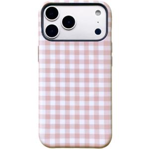Compatible with iPhone 17 Pro Case [Compatible with MagSafe] -[8 ft Drop Protection] 2 in 1 Shockproof Protective Slim Soft TPU Cover for Women Girls (Brown Chessboard, iPhone 17 Pro 6.3 inch)