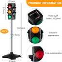 Hiboom 2 Pieces 28.4 Inch Traffic Light Toy 2 in 1 Simulation Safety Traffic Indicator Crosswalk Signal with Lights and Sounds for Birthday Educational Toy Gift 4 Sides