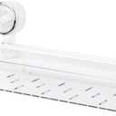 Suction Cup Shower Caddy Large Bathroom Organizer, No Drill Wall Mounted Corner Rack Removable Acrylic Stand for Shower & Kitchen Storage (Transparent)