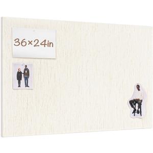 Lightomorrow Bulletin Board 36 x 24 inches, 3' x 2' Linen Board for Wall, Decorative Fabric Pin Board with Safe Removable Adhesive Tapes for Home and Office, Includes 20 Push Pins-Light Yellow Stripes