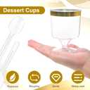 100 Sets 5 Oz Mini Dessert Cups with Spoons, Clear Plastic Parfait Glasses with Gold Rim, Small Cake Shooter Cups for Party Wedding Events Supplies