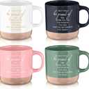 4 Pcs Employee Appreciation Gifts Bulk 12oz Inspirational Ceramic Coffee Mug Thank You Mug Gifts for Social Worker Coworker Staff Office Teacher (Bright Colors, Proud of)